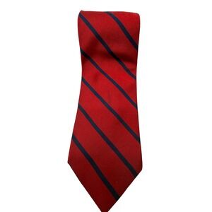 Brooks Brothers Makers Mens Red Navy Blue Diagonal Repp Stripe Silk Necktie Tie